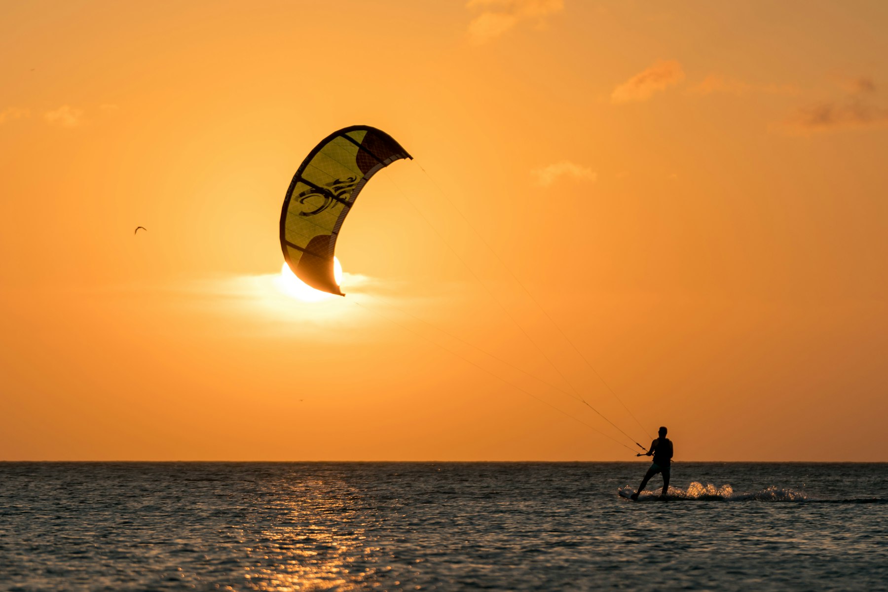 Kitesurfing at sunset in Ocean Park